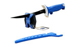 AccuSharp Fillet Knife with Sharpener - 6.5-inch Titanium-Coated Steel Blade, Non-Slip Handle, Blue Handle Color, Model 736C