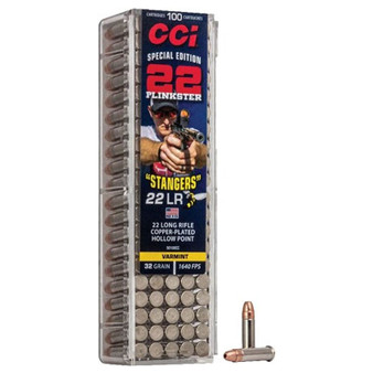 CCI "Stangers" .22 Long Rifle Ammunition 100 Round 32 Grain Copper Plated Hollow Point 1640fps