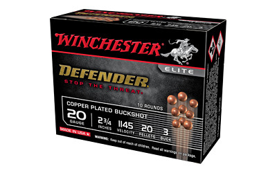 Winchester Ammunition Defender 20 Gauge 2.75-inch Buckshot - 3 Buck, 10 Rounds per Box