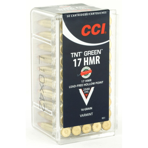 CCI Ammunition 17HMR 16-Grain TNT Green Varmint Ammo - Pack of 50