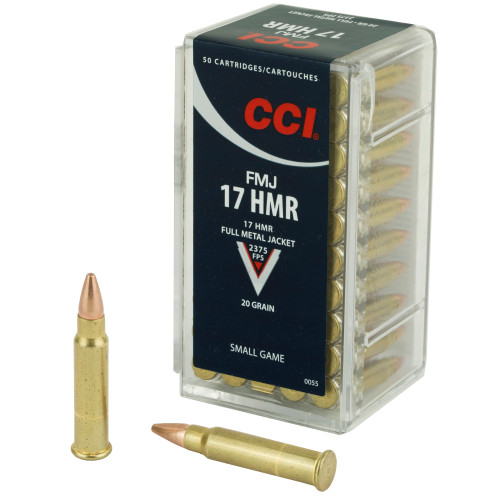 CCI Ammunition 17HMR 20 Grain FMJ - 50 Rounds for Small Game Hunting