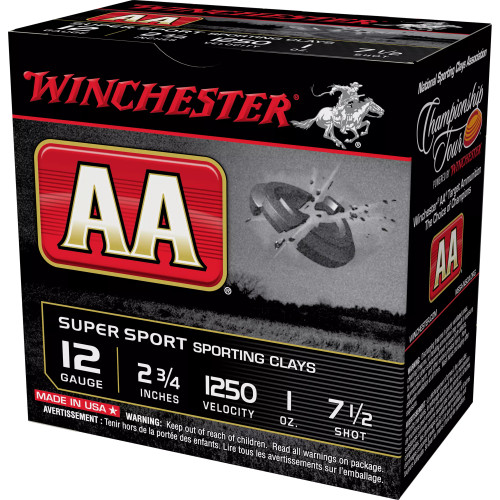 Winchester Ammunition AA Supersport Sporting Clay 12 Gauge Shotshells, 1 oz #7.5, 25/250