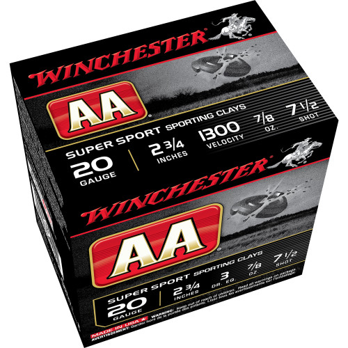 Winchester Ammunition AA Supersport Sporting Clay 20 Gauge Shotshells - 7/8 oz #7.5, 25 Rounds per Box