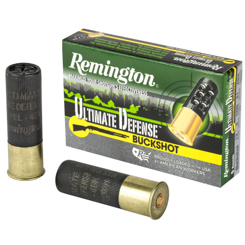 Remington Ultimate Defense 12 Gauge Shotshells - 3-Inch, #4 Buckshot, 5 Rounds Per Box