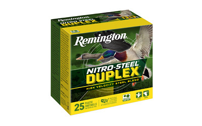 Remington Nitro Steel Duplex 12 Gauge Shotgun Shells – 25 Rounds of Steel Shot for Hunting and Sporting