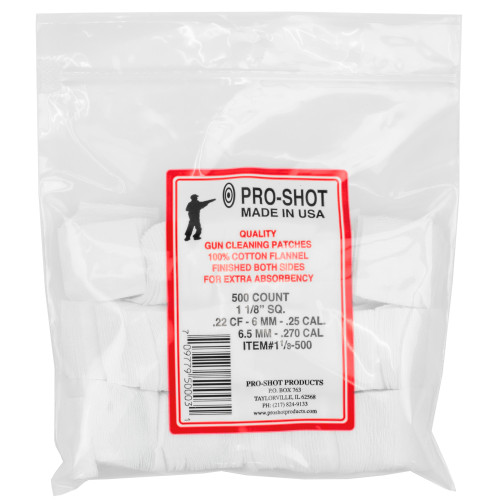 Pro-Shot Products PRO11-8-500 .22-.270 Caliber Cleaning Patches (500 Count)