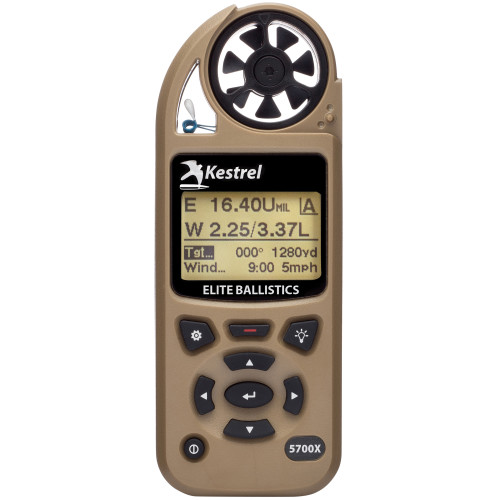 Kestrel 5700X Elite Wind Meter with Ballistics Tan – High-Performance Long-Range Wind Measurement Tool