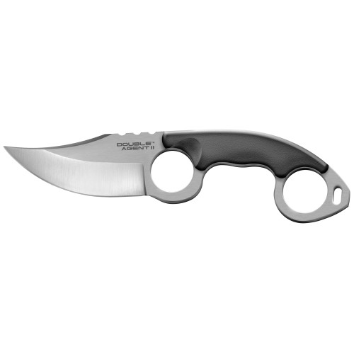 Cold Steel Double Agent II 3-inch Fixed Blade Knife with Sheath, AUS 8 Steel, Black Handle