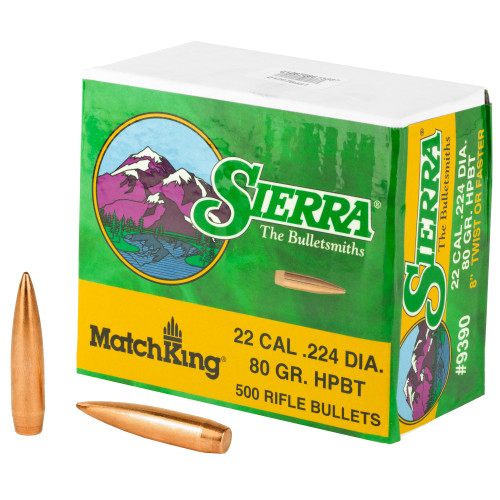 Sierra Bullets MatchKing .224 80 Grain Boat Tail Hollow Point - 500 Rounds