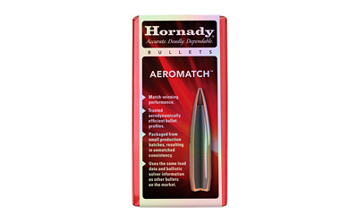 Hornady AEROMATCH 30 Caliber .308 168 Grain Hollow Point Boat Tail Bullets (100 Count)
