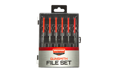 Birchwood Casey B/C Gunsmith File Set 6-Piece Kit with Steel Files in Black and Red