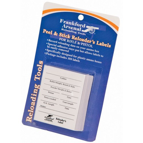 Frankford Arsenal Pistol and Rifle Reloader's Labels - 100 Pack