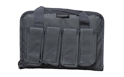 Legend Outdoor Gear Pegasus Tactical Pistol Case - Gray Polyester with 4 Magazine Pouches