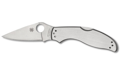 Spyderco UpTern Folding Knife C261P – 8Cr13MoV Steel, Silver Handle, 2.82-Inch Blade