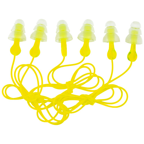 3M/Peltor Tri-Flange Reusable Earplugs - Comfortable Noise Protection, Yellow, 3 Pack