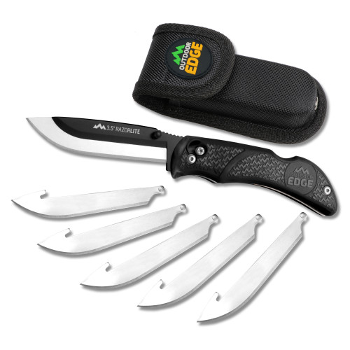 Outdoor Edge Razor Lite 3.5-inch Folding Knife with Replacement Blades and Non-Slip Handle