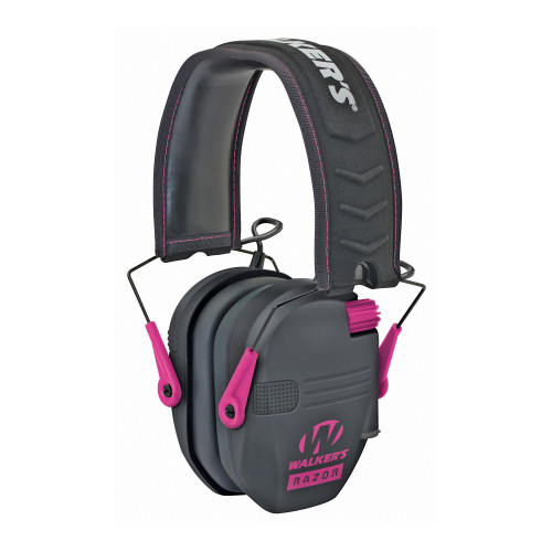Walker's Razor Electronic Earmuff in Pink and Black – Hearing Protection for Shooting and Hunting
