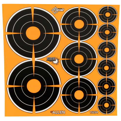 Allen Company EZ Aim Adhesive Splash Reactive Paper Bullseye Targets - Variety Pack