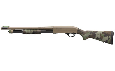 Winchester Repeating Arms SXP Defender 12 Gauge Pump Action Shotgun with 18-inch Barrel in Flat Dark Earth and Woodland Camo