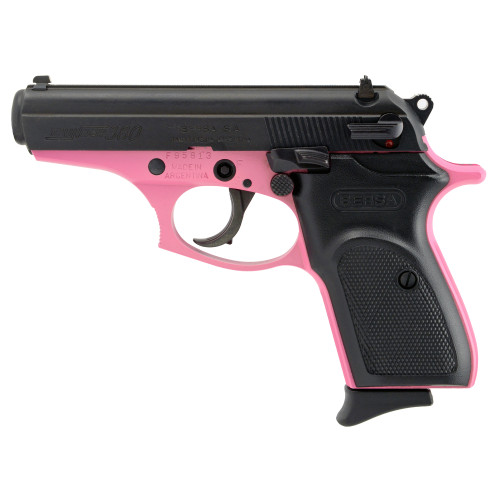 Bersa Thunder Model T380PNK8 Compact 380 ACP Semi-Automatic Pistol with Fixed Sights - Black and Pink