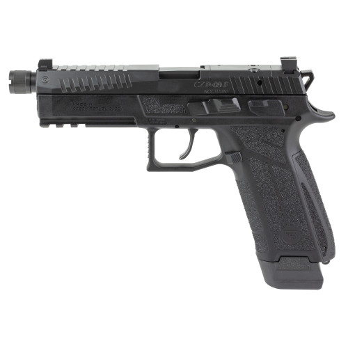 CZ P-09F Nocturne 9mm Semi-Automatic Pistol with 21-Round Capacity, Black Polymer Frame