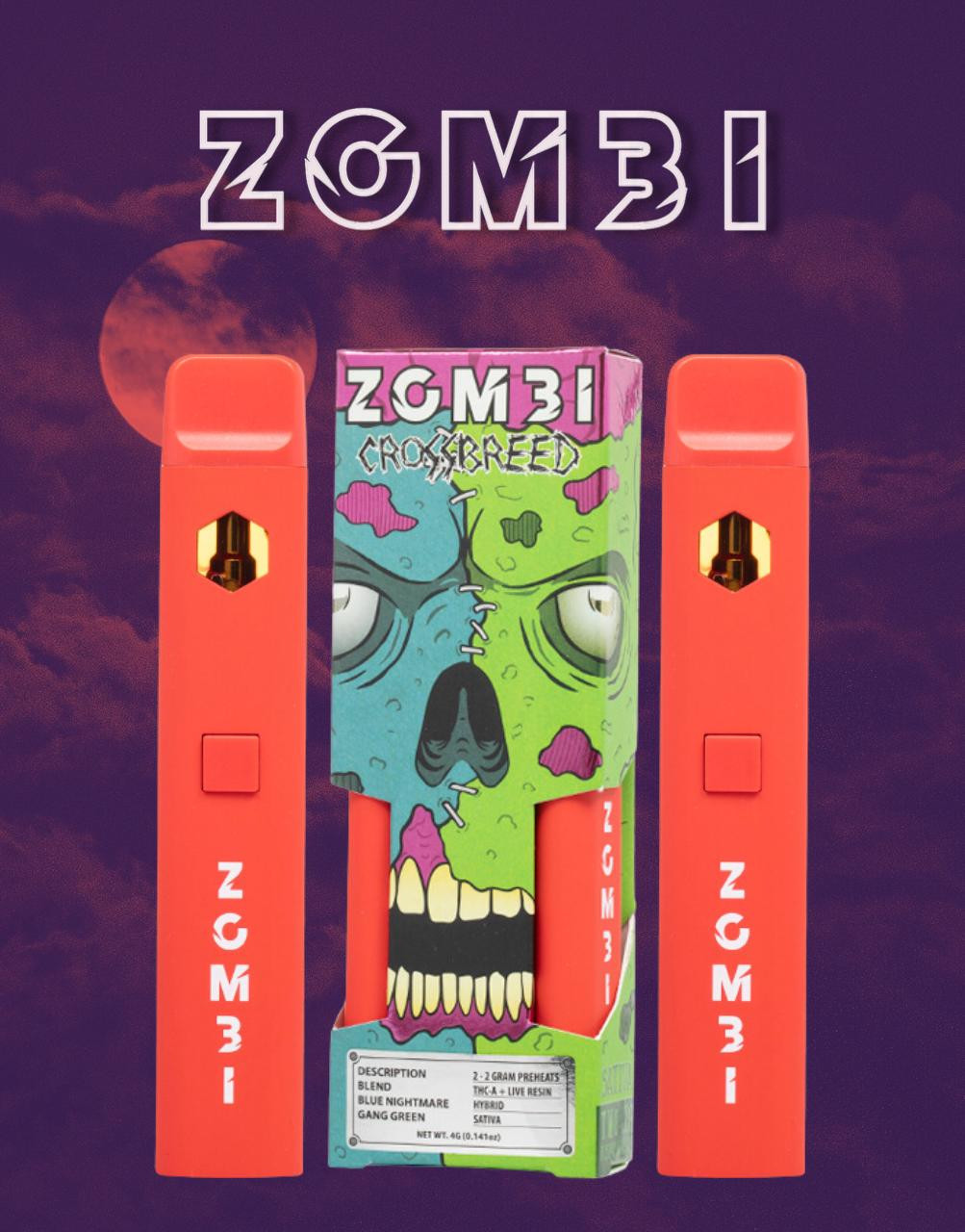 Zombi Crossbreed Live Resin THCa Duo Disposable 4g - Great CBD Shop