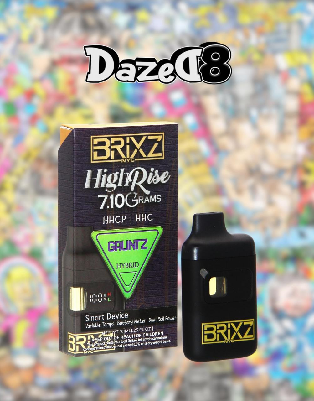 Dazed 7.1G Brix High Rise Disposable | HHCP + HHC | Gruntz