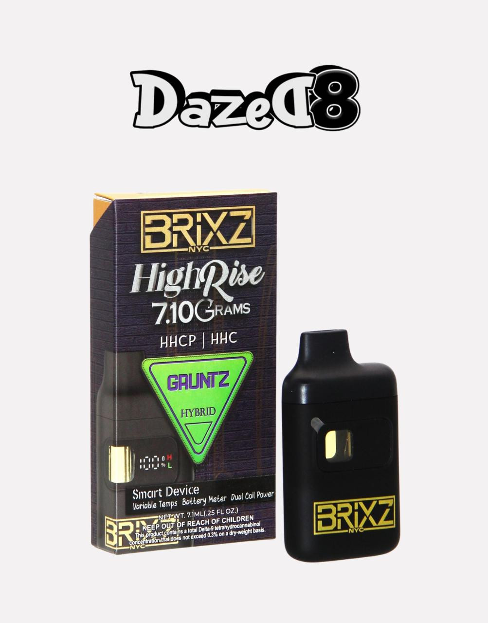 Dazed 7.1G Brix High Rise Disposable | HHCP + HHC | Gruntz
