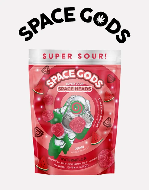 900MG Super Sour Gummies | Delta 9 + CBD| Black Cherry by Space Gods
