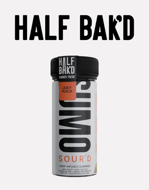 Half Bak'd 10,500 MG SOUR'D Sumo Gummies | Delta 8 + THC-P + Delta 9 | Juicy Peach by Half Bak'd Half Bak'd 10,500 MG SOUR'D Sumo Gummies | Delta 8 + THC-P + Delta 9 | Juicy Peach by Half Bak'd