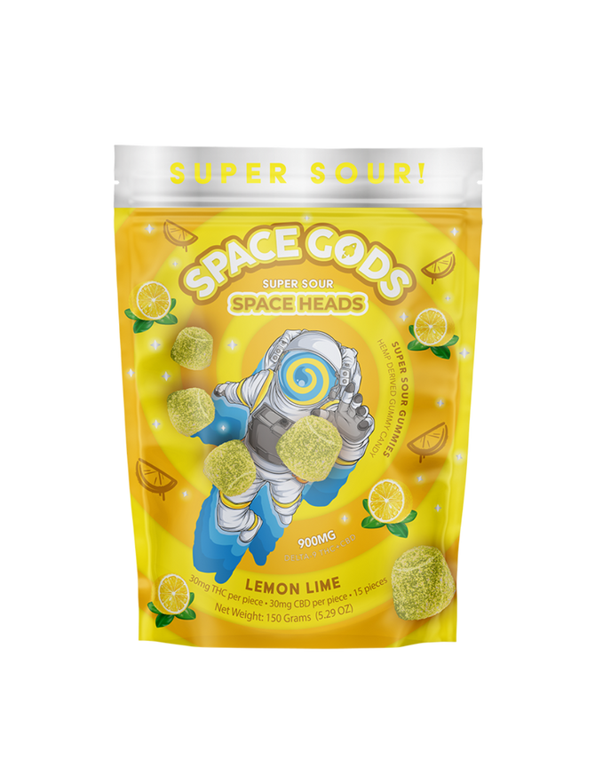 900MG Super Sour Gummies | Delta 9 + CBD| Lemon Lime by Space Gods