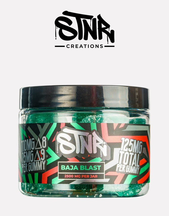 STNR Creations 2500MG Gummies | D8 + D9 | Baja Blast 