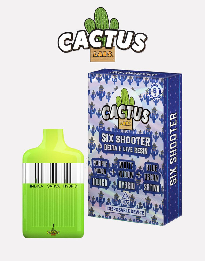 Cactus Labs 6000MG Six Shooter 3-in-1 Disposable | Delta 11 | Purple Punch (Indica) + White Widow (Hybrid) + Blue Dream (Sativa) by Cactus Labs 