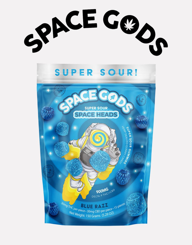 Space Gods 900MG Super Sour Gummies | Delta 9 + CBD| Blue Razz by Space Gods 