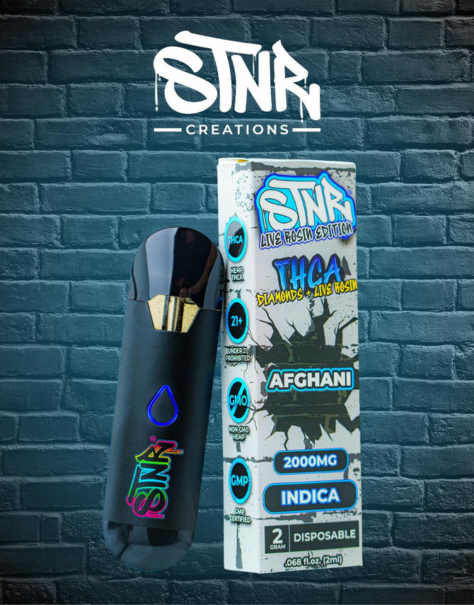 STNR Creations 2G Disposable |THC-A + Live Rosin | Afghani (Indica) by STNR Creations 