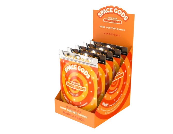 900MG Super Sour Gummies | Delta 9 + CBD| Mango Peach  by Space Gods