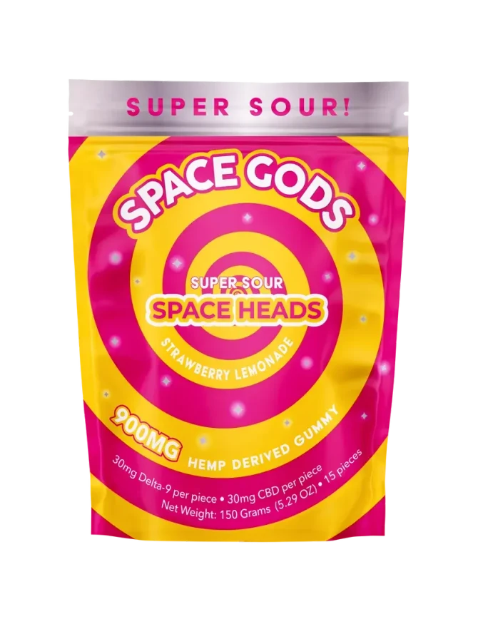 Space Gods 900MG Super Sour Gummies | Delta 9 + CBD| Strawberry Lemonade  by Space Gods 