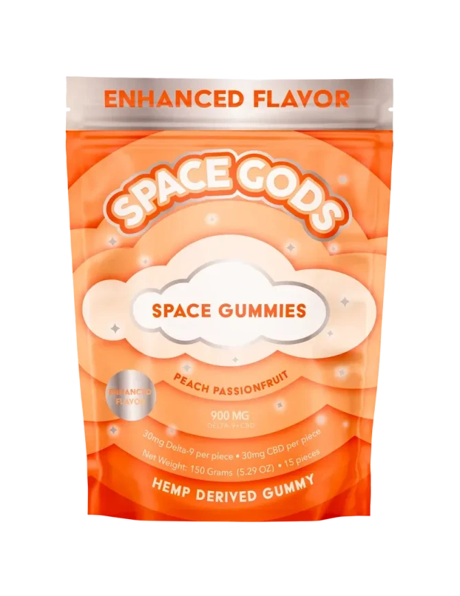 Space Gods 900MG Gummies | Delta 9 + CBD | Peach Passionfruit by Space Gods 