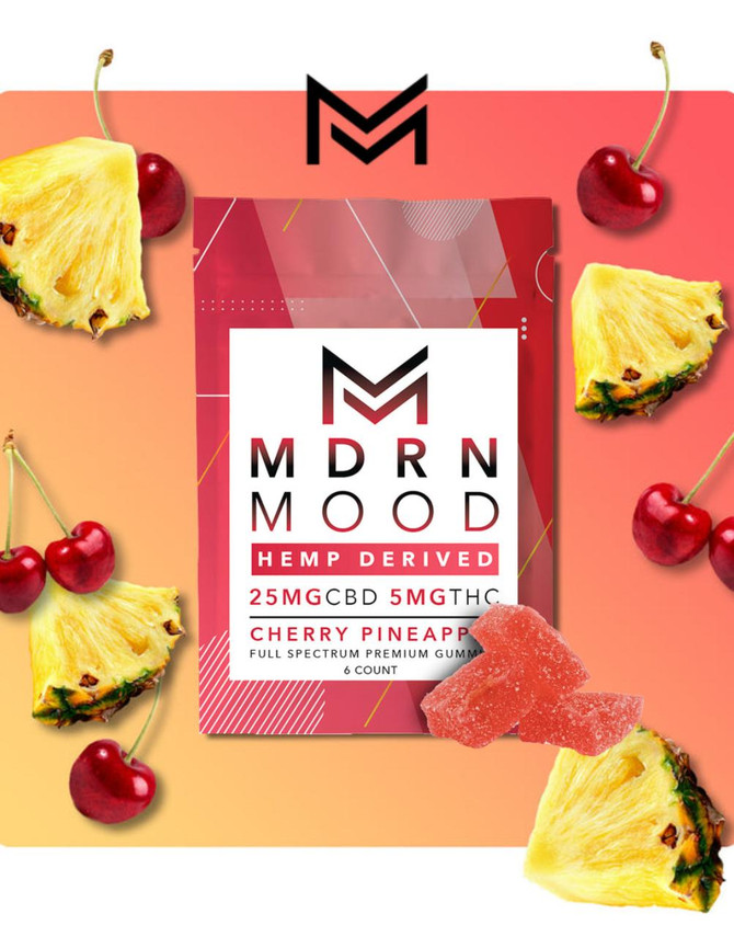  MDRN MOOD Gummies | Cherry Pineapple 6CT| Delta-9 + CBD 