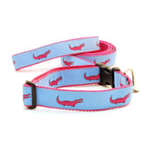 Alligator--Pink on Light Blue (Narrow Collar)