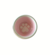 ceramic dog or cat feeding bowls - tiny, pink, paws