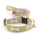 Cape Cod Dog Bone on Light Green (Leashes)