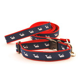 Whale--White on Navy (Wide Harness)