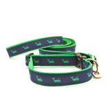 Whale--Green on Navy (Wide Harness)
