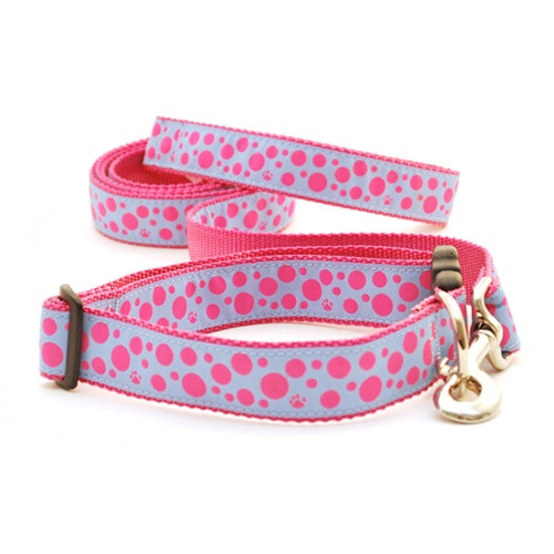 Polka Paws--Pink on Light Blue (Leashes)