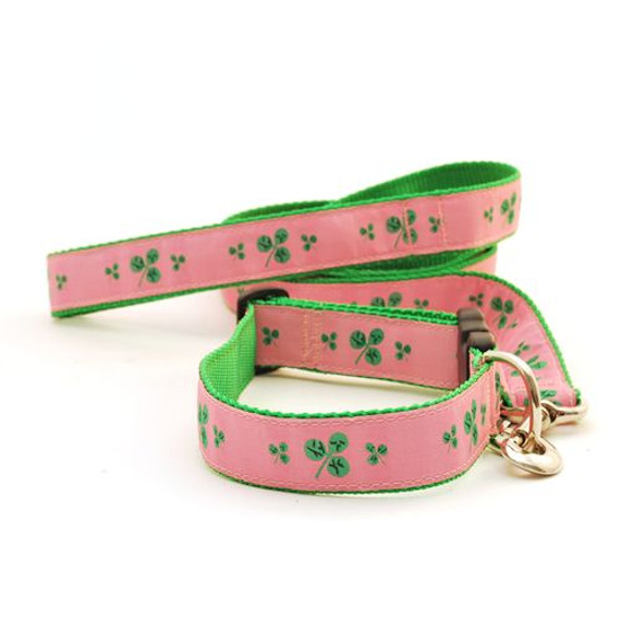 Shamrock--Green on Pink (Wide Harness)