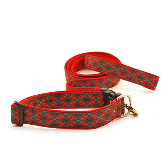 Argyle -- Christmas Red & Green (Collars & Martingales)