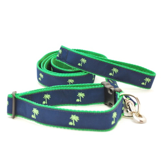 Palm Tree on Navy (Narrow Roman Harness)