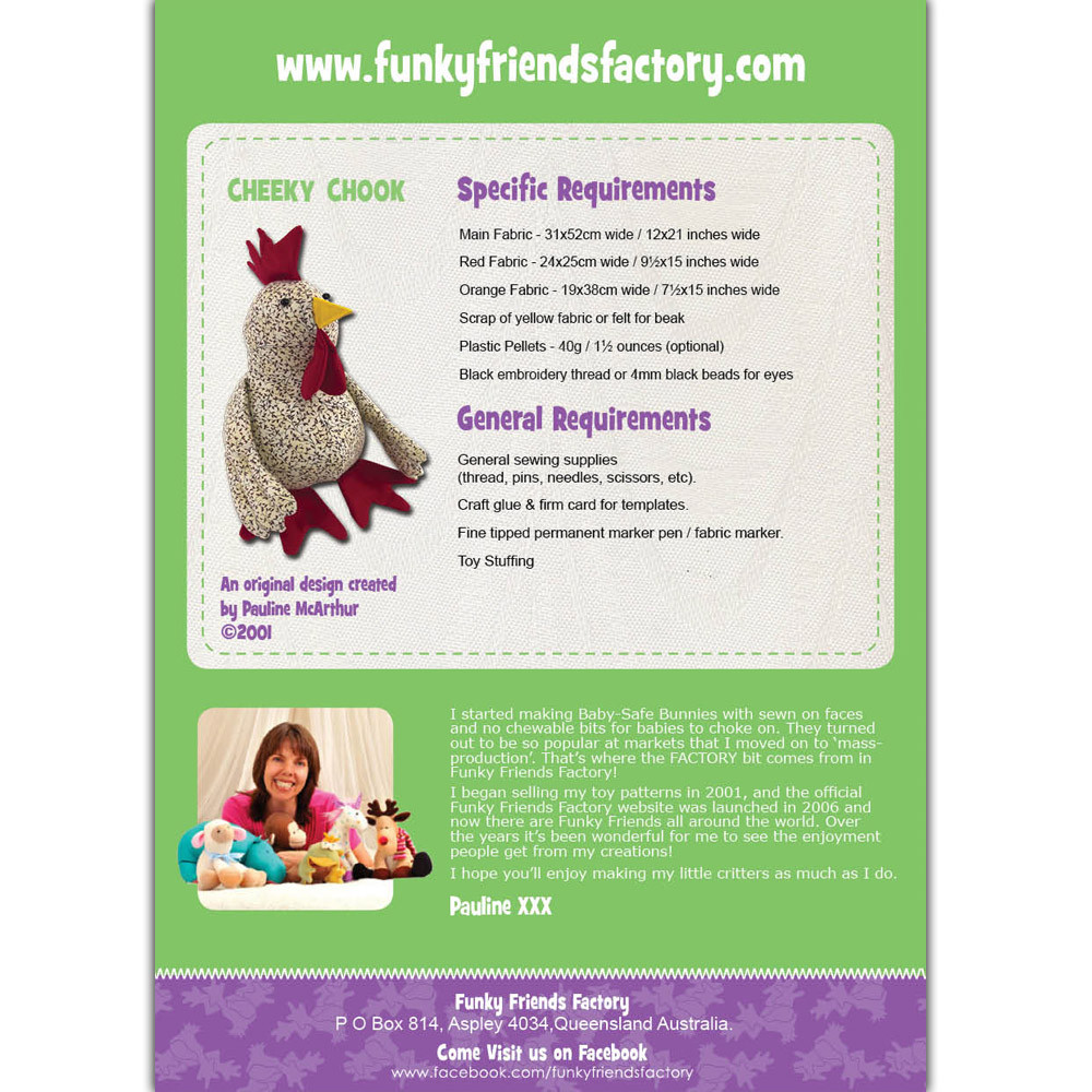 Cheeky Pattern Cheeky Chook Soft Toy Sewing Pattern