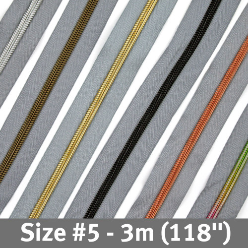 #5 Zipper Tape 3m (118") Pewter Grey #5 Zipper Tape 3m (118") Pewter Grey